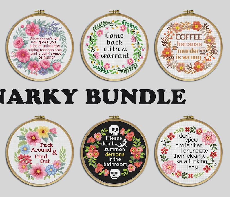 Set of 12 Snarky Cross Stitch Patterns: Funny Sarcastic Bundle (PDF Download) image 10