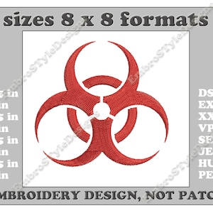 Bio Hazard Embroidery Design, Bio Hazard Machine Embroidery Designs, Biohazard Machine Embroidery Design Files, 8 sizes