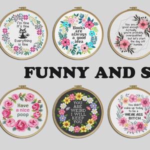 Set of 12 Snarky Cross Stitch Patterns: Funny Sarcastic Bundle (PDF Download) image 9