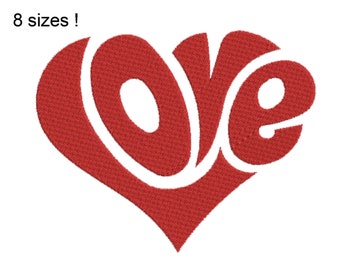 Love Heart Embroidery Design: Script Font (Digital Download)