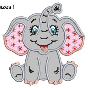 Baby Elephant Applique Machine Embroidery Design, Boy Girl Cute Elephant Applique Machine Embroidery Design Files, 8 sizes