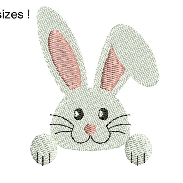 Rabbit Embroidery Design, Cute Bunny Machine Embroidery Designs, White Baby Rabbit Design Files, 8 sizes