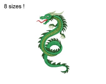 Colorful Dragon Embroidery Design: Snake Dragon Machine File (8 Sizes)