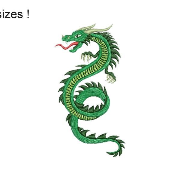 Dragon Embroidery Design, Color Dragon Machine Embroidery Designs, Snake Dragon Design Files, 8 sizes