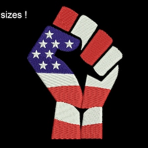 American Flag Fist Embroidery Design, Fist Hand Machine Embroidery Designs, Fist Machine Embroidery Design Files, 8 sizes