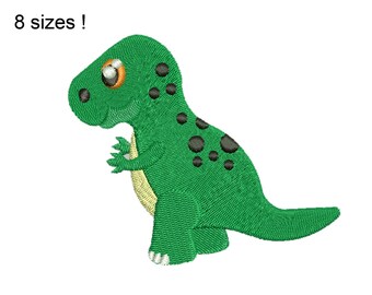Dinosaur Tyrannosaurus Embroidery Design: Baby Kids Machine File (8 Sizes)