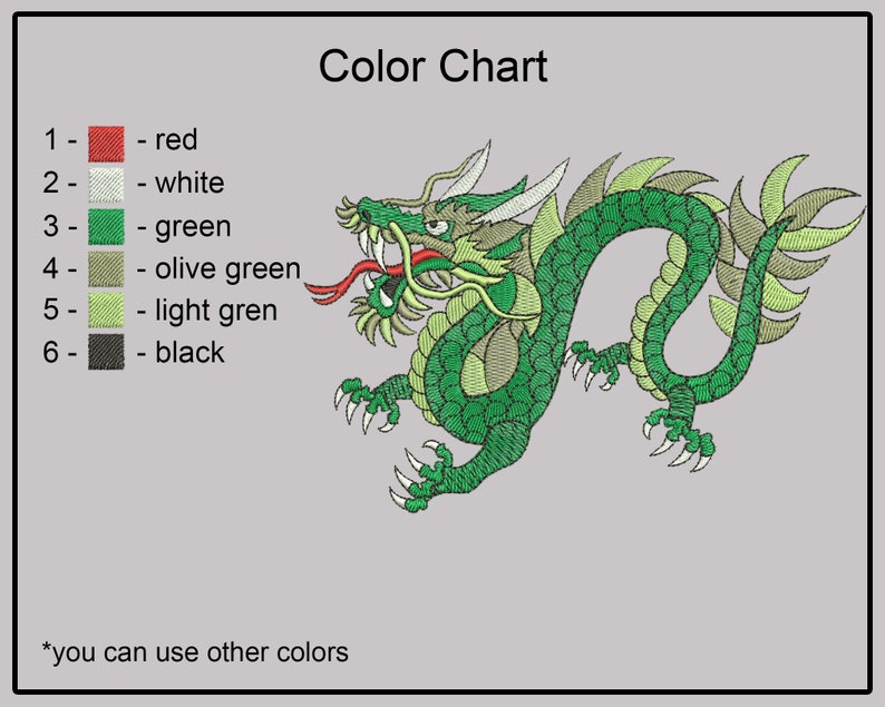 Dragon Embroidery Design Color Dragon Machine Embroidery - Etsy