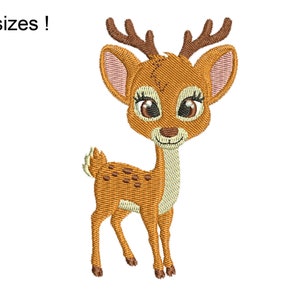Baby Deer Embroidery Design, Nice Deer Machine Embroidery Designs, Cute Deer Fawn Embroidery Design Files, 8 sizes