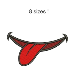 Tongue Embroidery Design, Mouth with Tongue Machine Embroidery Designs, Mouth Machine Embroidery Design Files, 8 sizes