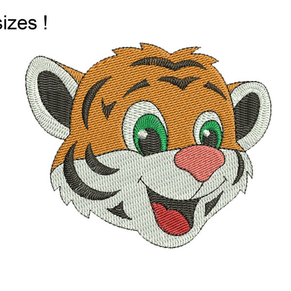 Tiger Baby Embroidery Design, Nice tiger Face Machine Embroidery Designs, Tiger Baby head Machine Embroidery Design Files, 8 sizes