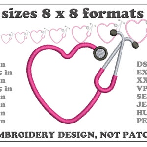 Stethoscope Embroidery Designs, Stethoscope Monogram Machine Embroidery, Medical Nurse Embroidery Designs, Heart Stethoscope Embroidery