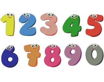 Funny Numbers Machine Embroidery Designs: Kids Applique (Instant Download)