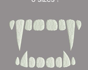 Machineborduurontwerp vampiertanden: 8 maten (digitaal bestand)