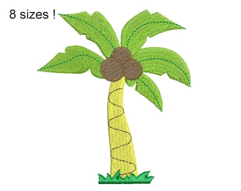 Palm Tree Embroidery Design: Summer Machine Embroidery File (8 Sizes)