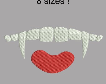 Vampire Fangs Embroidery Design: Tongue, 8 Sizes (Digital File)