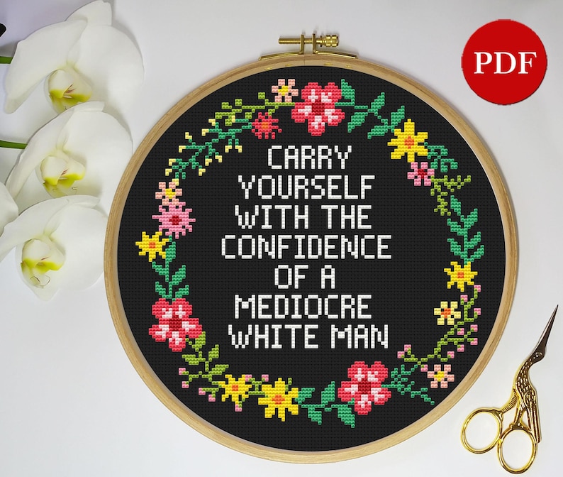 Conjunto de 6 patrones de punto de cruz con citas feministas, paquete Snarky Rude (descarga digital) imagen 6