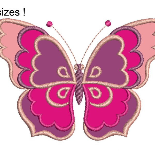 Butterfly Applique Machine Embroidery Design, Cute Butterfly Applique Machine Embroidery Design Files, 8 sizes