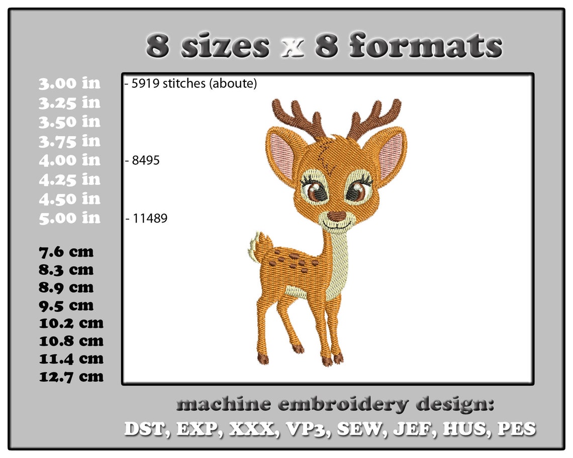 Baby Deer Embroidery Design Nice Deer Machine Embroidery Etsy