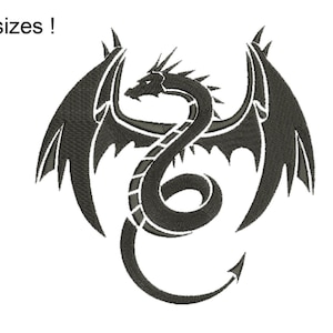 Dragon Embroidery Design, Dragon Machine Embroidery Designs, Black Dragon Design Files, 8 sizes
