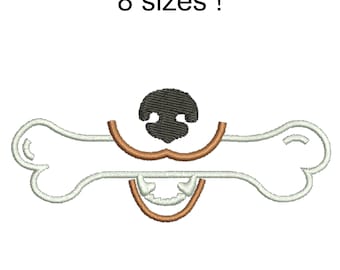 Dog Face with Bone Embroidery Design (Digital File)