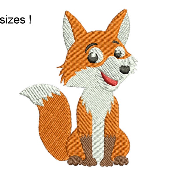 Fuchs Stickdatei, Smart Fox Maschinenstickmotive, Baby Fuchs Stickdatei Stickmuster, 8 Größen