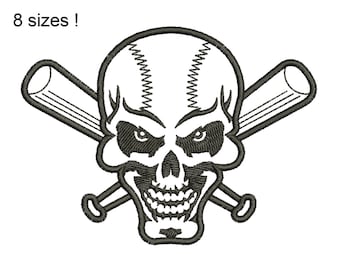 Skull Baseball Bats Machine Embroidery Design (Digital File)