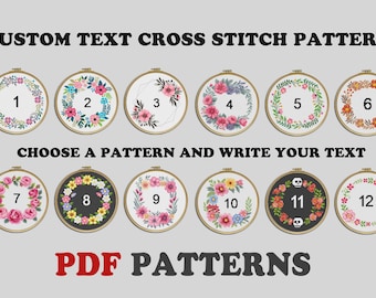 Custom Text Cross Stitch Pattern, Personalized Words Crossstitch PDF, Customized Quote and Font Embroidery Design