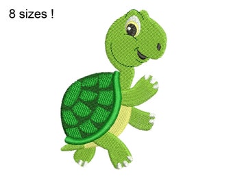 Cute Turtle Embroidery Design, Baby Animal Applique (8 Sizes) (Digital File)