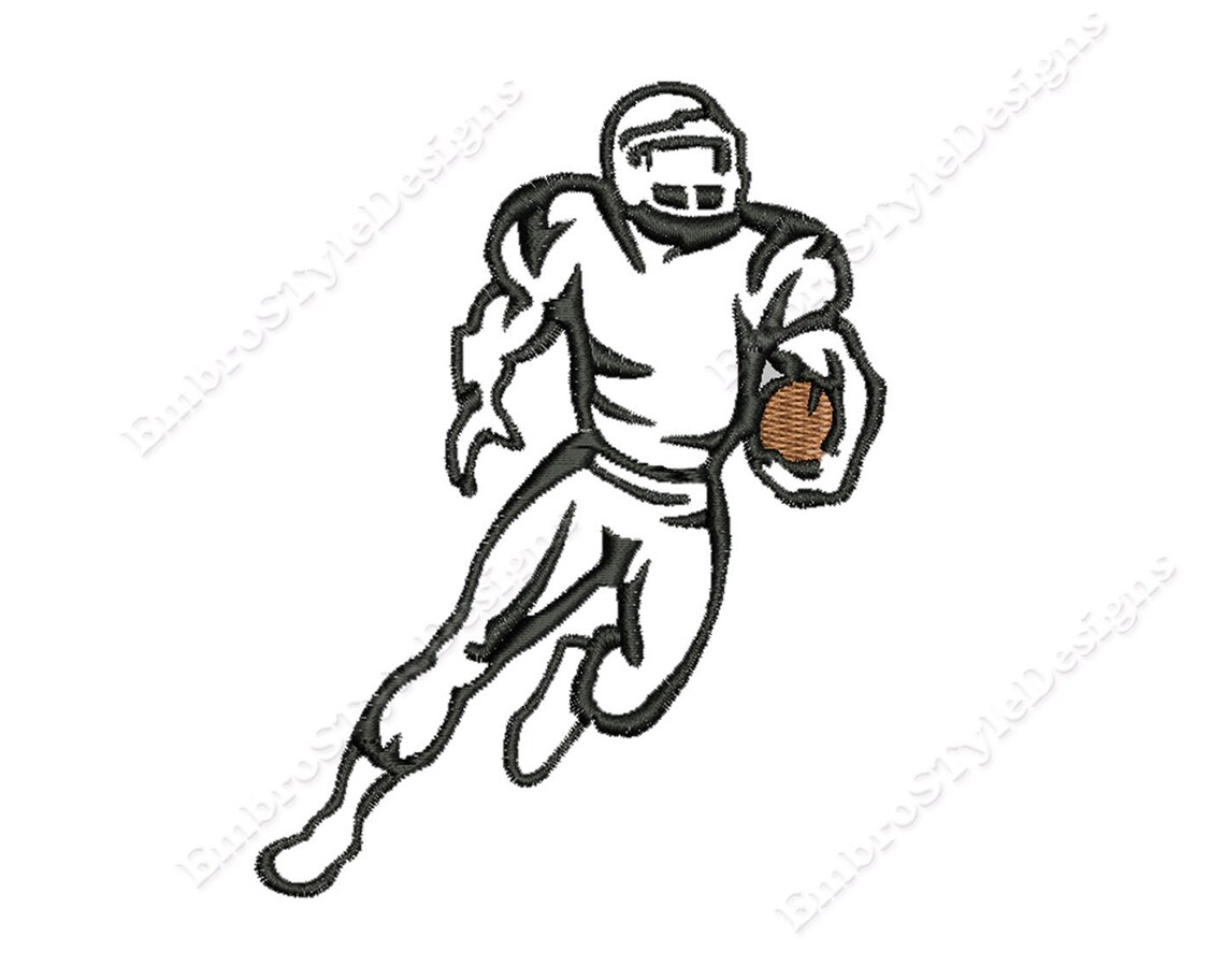 Football Player Embroidery Design Football Player Outline Etsy