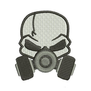 Skull in Gasmask Embroidery Design, Skull Head Machine Embroidery Designs, Skeleton in gasmask Machine Embroidery Design Files, 8 sizes