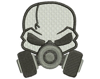 Skull in Gasmask Embroidery Design: 8 Sizes (Digital File)