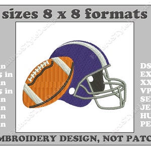 Design de bordado de futebol americano, designs de bordado de máquina de capacete de futebol, arquivos de design de bordado de máquina de bola de futebol, 8 tamanhos