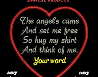 Custom Heart Memorial Embroidery Design: Angels Memory (Digital File)