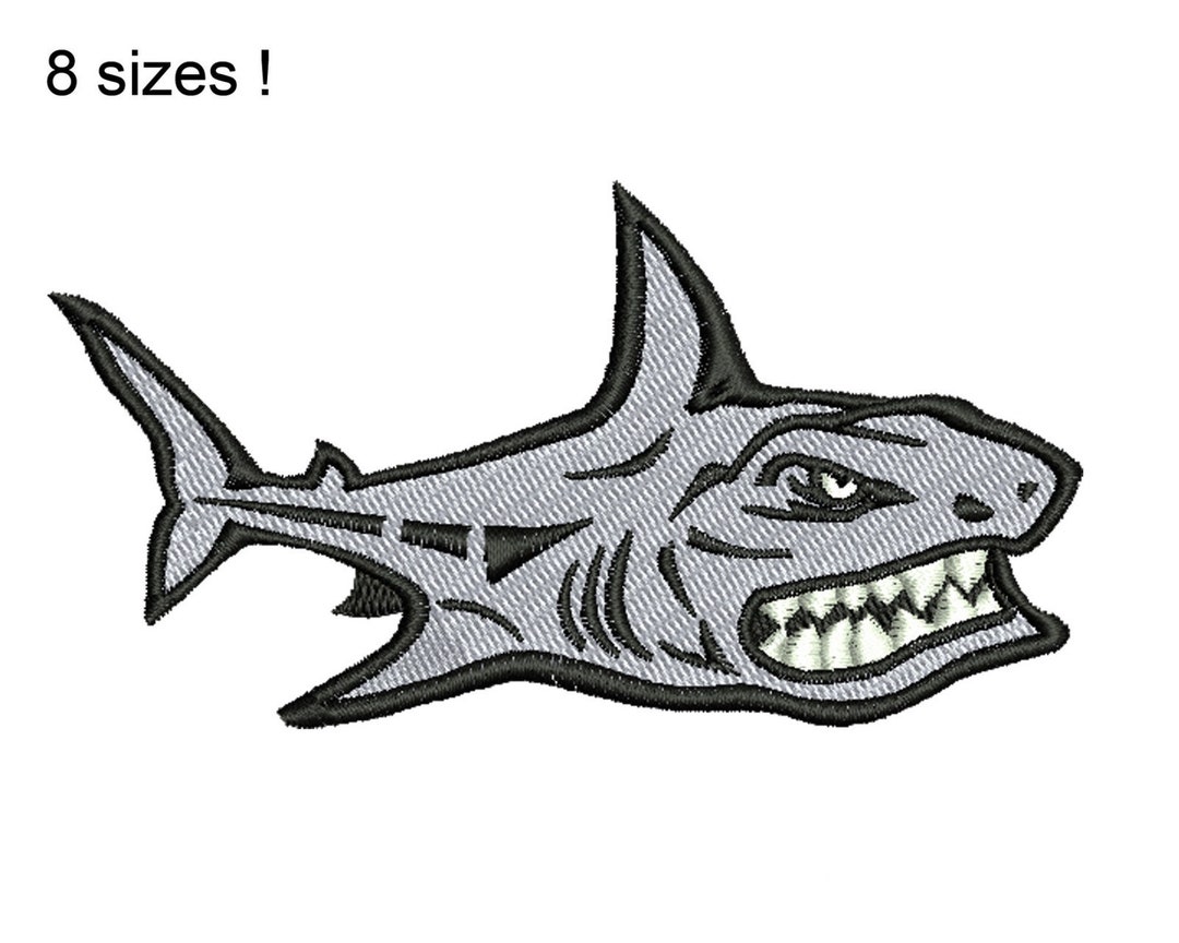 Shark Embroidery Design, Shark Machine Embroidery Designs, Angry Shark