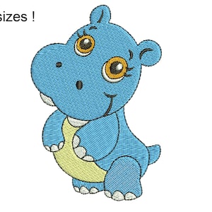 Baby Hippo Embroidery Design, Nice Hippopotamus Machine Embroidery Designs, Cute Hippo Machine Embroidery Design Files, 8 sizes
