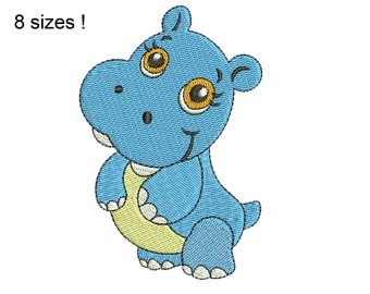 Baby Hippo Machine Embroidery Design (Digital File)