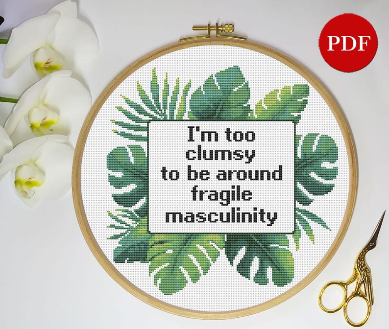 Conjunto de 6 patrones de punto de cruz con citas feministas, paquete Snarky Rude (descarga digital) imagen 5