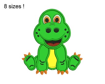 Cute Dino Applique Machine Embroidery Design, 8 Sizes (Digital File)