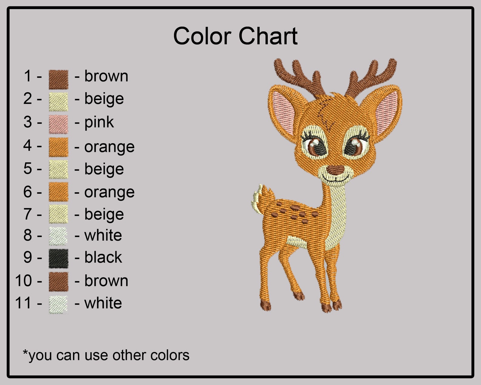 Baby Deer Embroidery Design Nice Deer Machine Embroidery Etsy