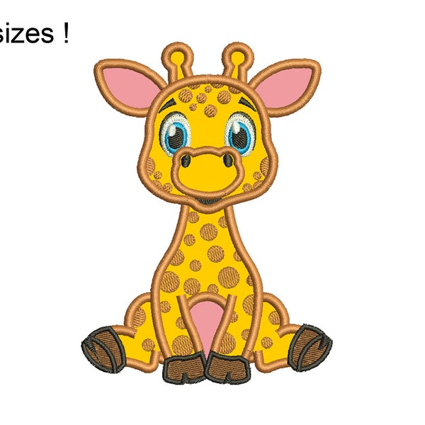 Baby Giraffe Applique Machine Embroidery Design, Boy Girl Cute Giraffe Applique Machine Embroidery Design Files, 8 sizes