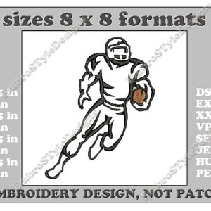 Football player Embroidery Design, Football Player Outline Machine Embroidery Designs, American Football Embroidery Design Files, 8 sizes
