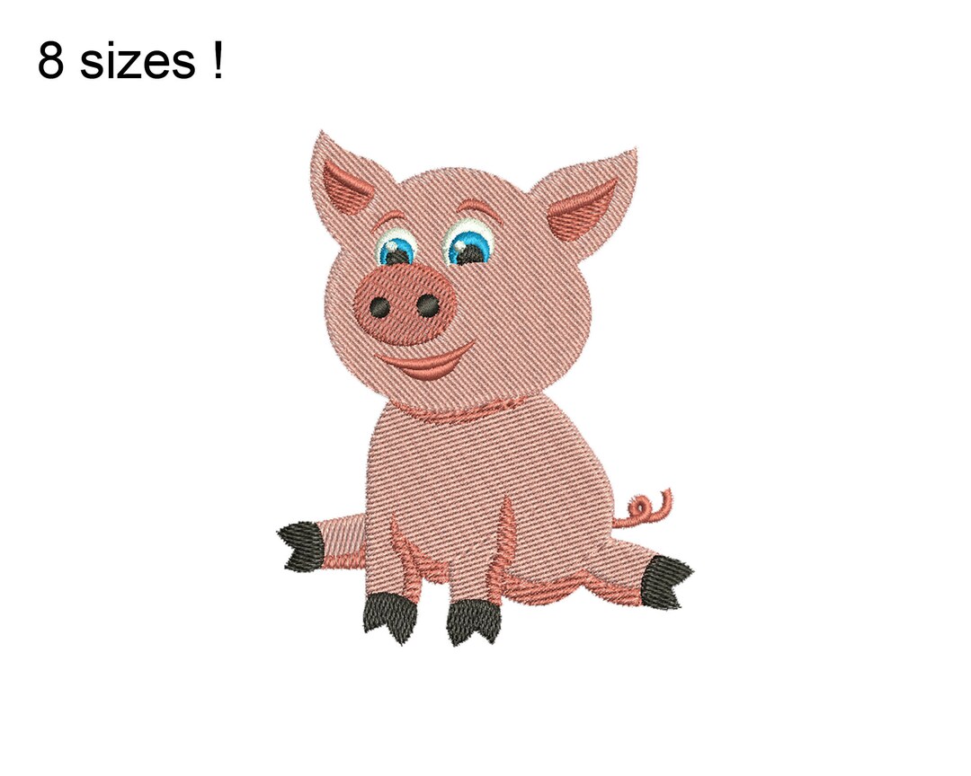 Baby Pig Embroidery Design, Nice Pig Machine Embroidery Designs, Cute
