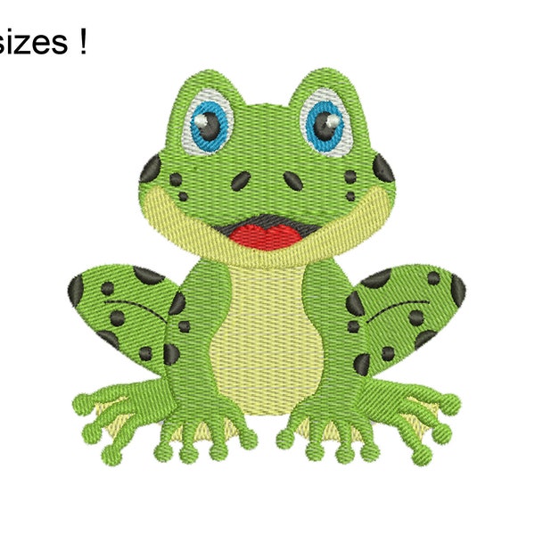 Frog Embroidery Design, Baby frog Machine Embroidery Designs, Green frog Machine Embroidery Design Files, 8 sizes