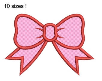 Girl Bow Applique Machine Embroidery Design: 10 Sizes (Digital File)
