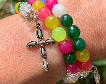 Rosary wrap bracelet, catholic gift, catholic jewelry, wraparound bracelet