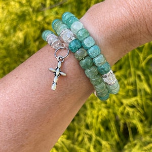 Rosary wrap bracelet, catholic gift, gift for her, catholic jewelry, wraparound bracelet, glass bead bracelet