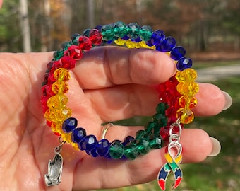 Autism awareness bracelet, prayer wrap bracelet