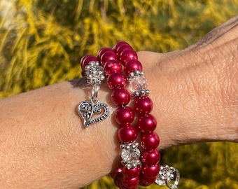 Red Prayer Wrap Bracelet – Handmade Bracelets, Faith Jewelry Gift for Valentine's Day