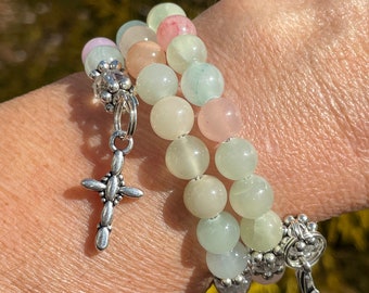 Pastel Rosary Prayer Wrap Bracelet – Handmade Catholic Faith Jewelry Gift
