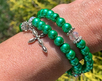 Five decade rosary wrap bracelet, catholic jewelry, catholic gift